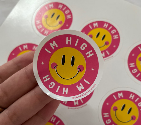 I’m h*gh smiley face sticker